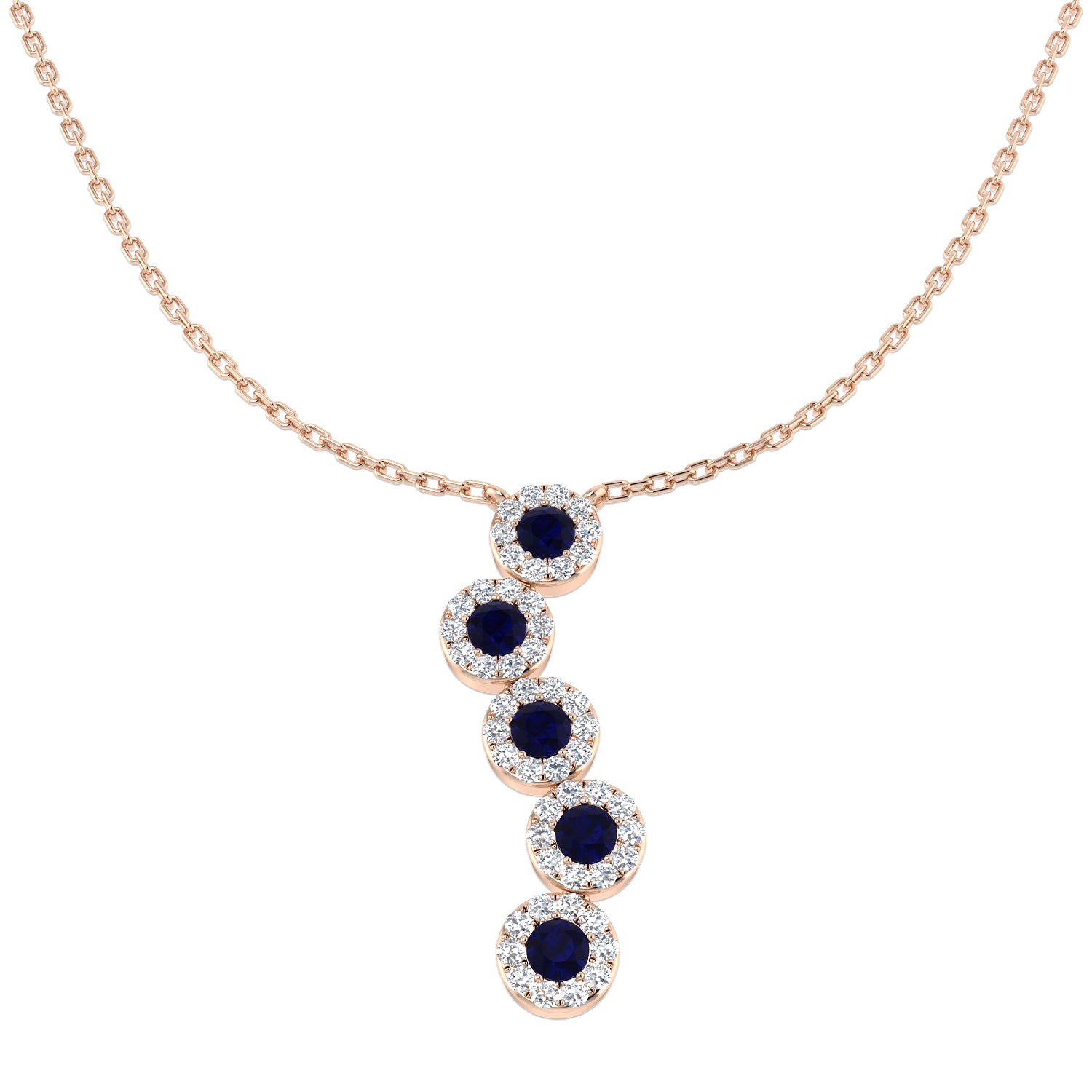 Azure Blue Sapphire Necklace 0.75ct Platinum Gold