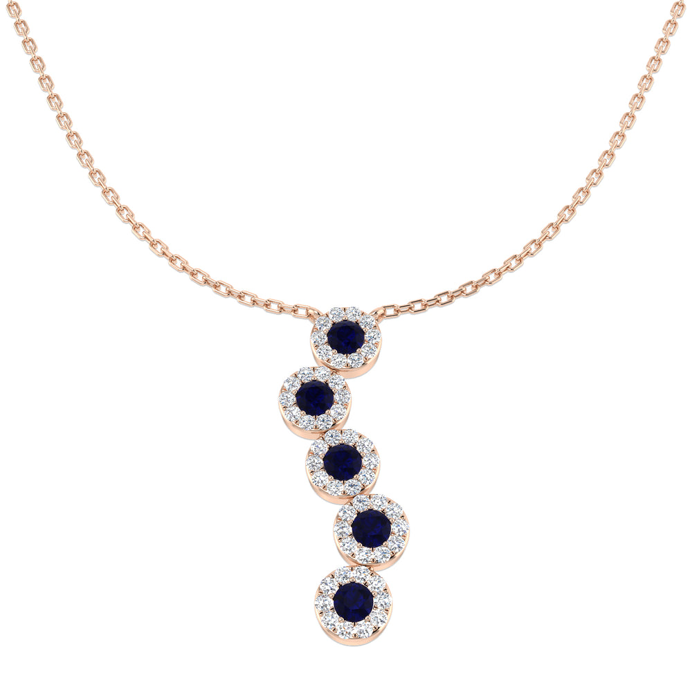 Azure Blue Sapphire Necklace 0.75ct Platinum Gold