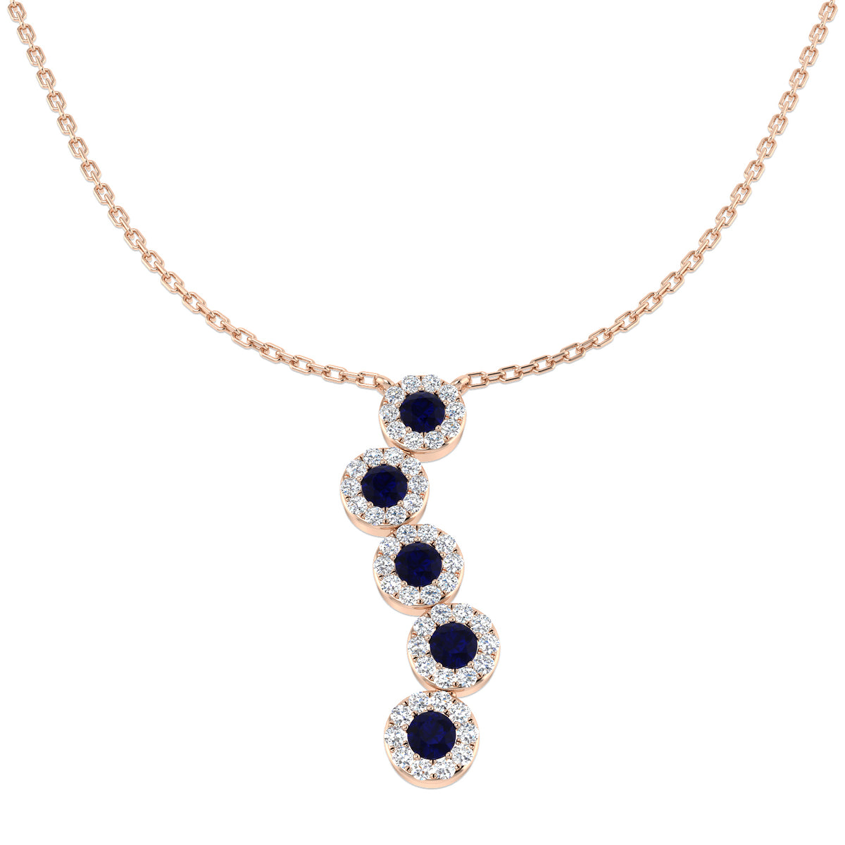 Azure Blue Sapphire Necklace 0.75ct Platinum Gold