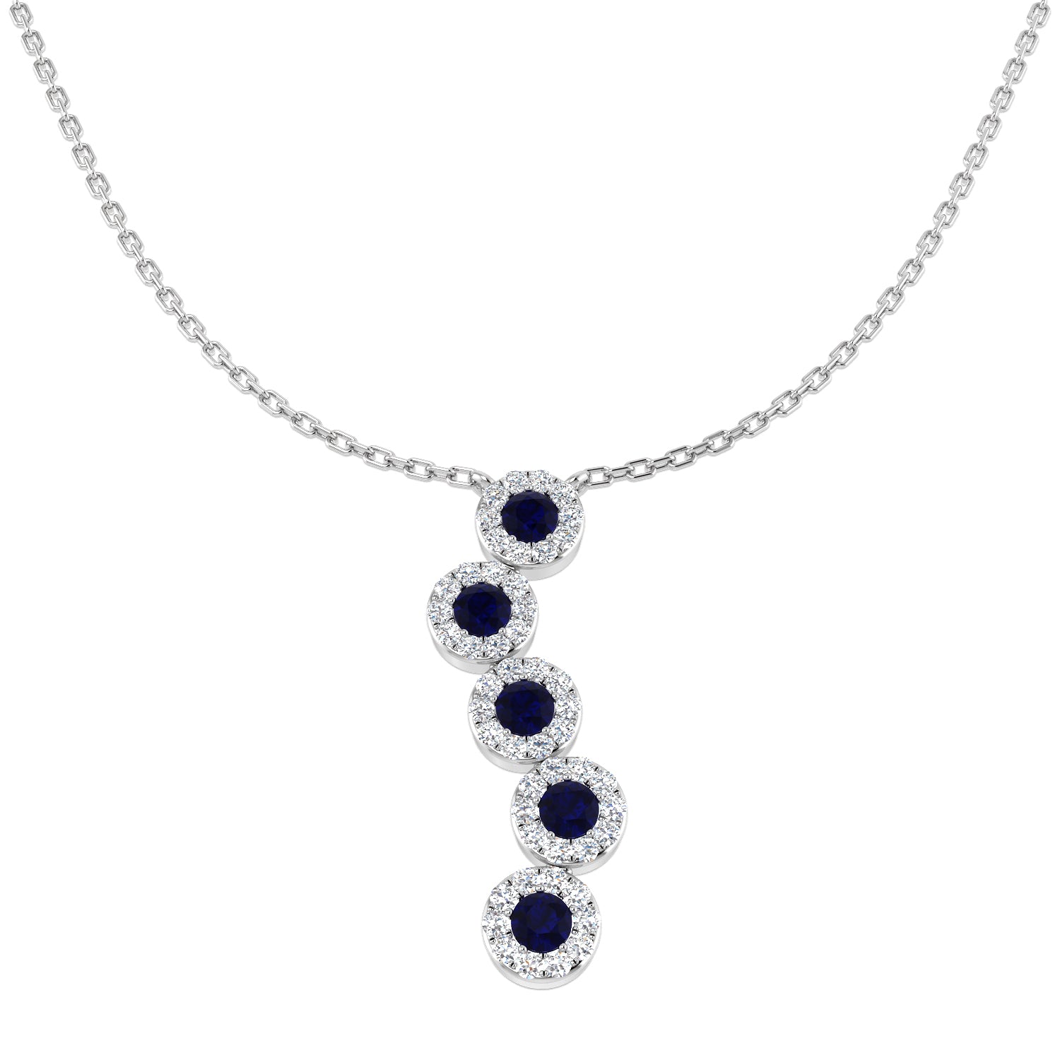 Azure Blue Sapphire Necklace 0.75ct Platinum Gold