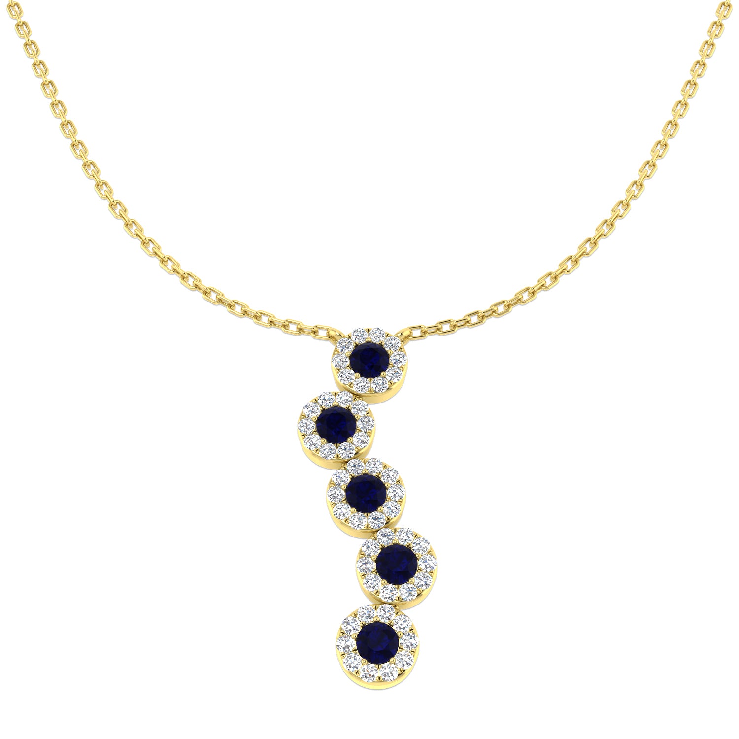 Azure Blue Sapphire Necklace 0.75ct Platinum Gold