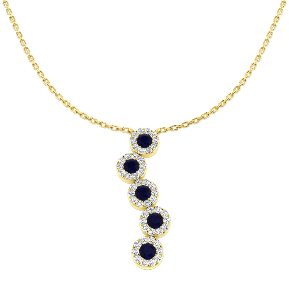 Azure Blue Sapphire Necklace 0.75ct Platinum Gold
