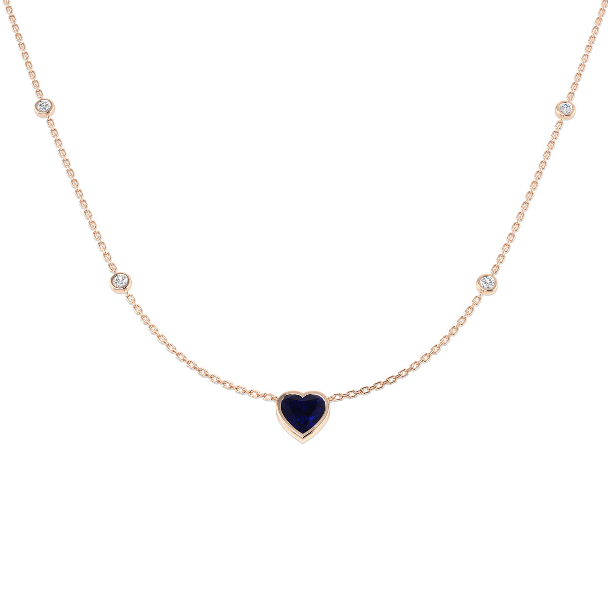 Banns Blue Sapphire Necklace 2ct Gold Platinum
