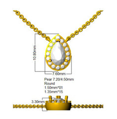 0.7 Carat D-E/VS Lab Grown Diamond Halo Necklace 9k Yellow Gold Ready To Ship