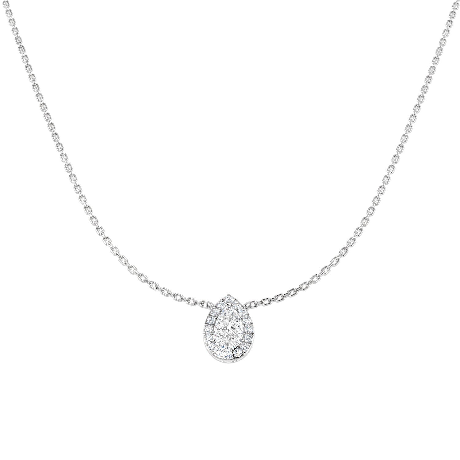 Amido Halo Necklace 0.75ct Diamond  Gold Platinum