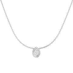 0.7 Carat D-E/VS Lab Grown Diamond Halo Necklace 9k White Gold Ready To Ship