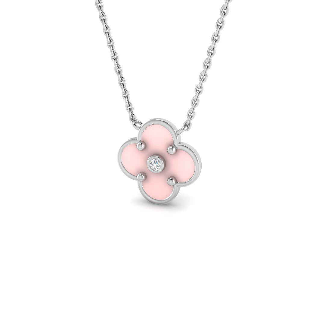 Bloat Necklace Diamond Cluster 0.15ct Gold Platinum