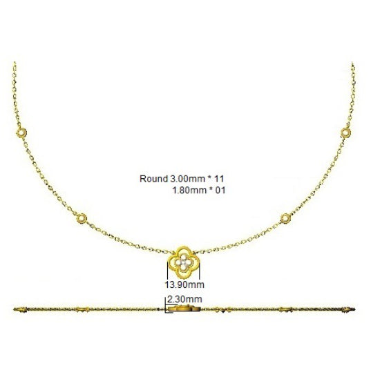 1.1 Carat D-E/VS Lab Grown Diamond Clover Necklace 9k Yellow Gold Ready To Ship