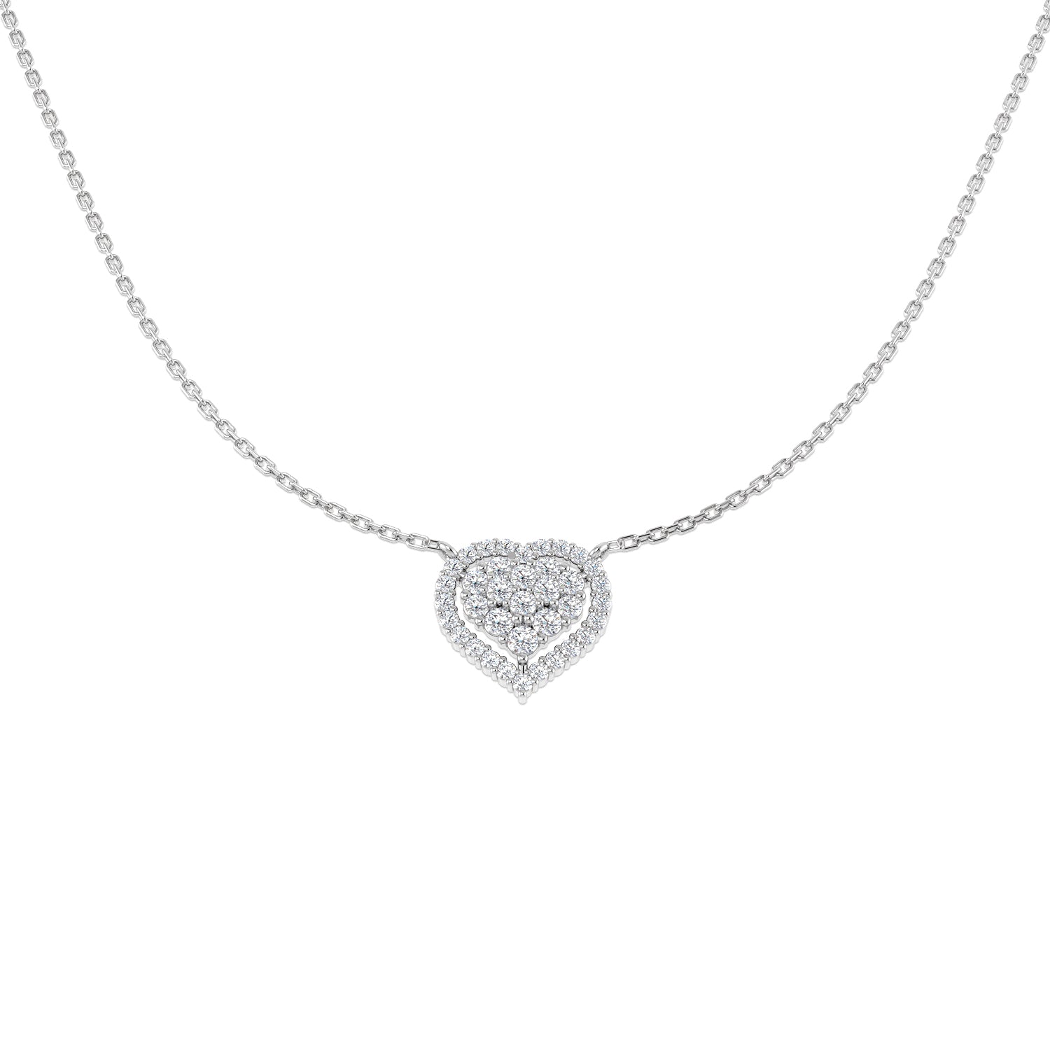 Chafe Heart Diamond Necklace 0.5ct Gold Platinum
