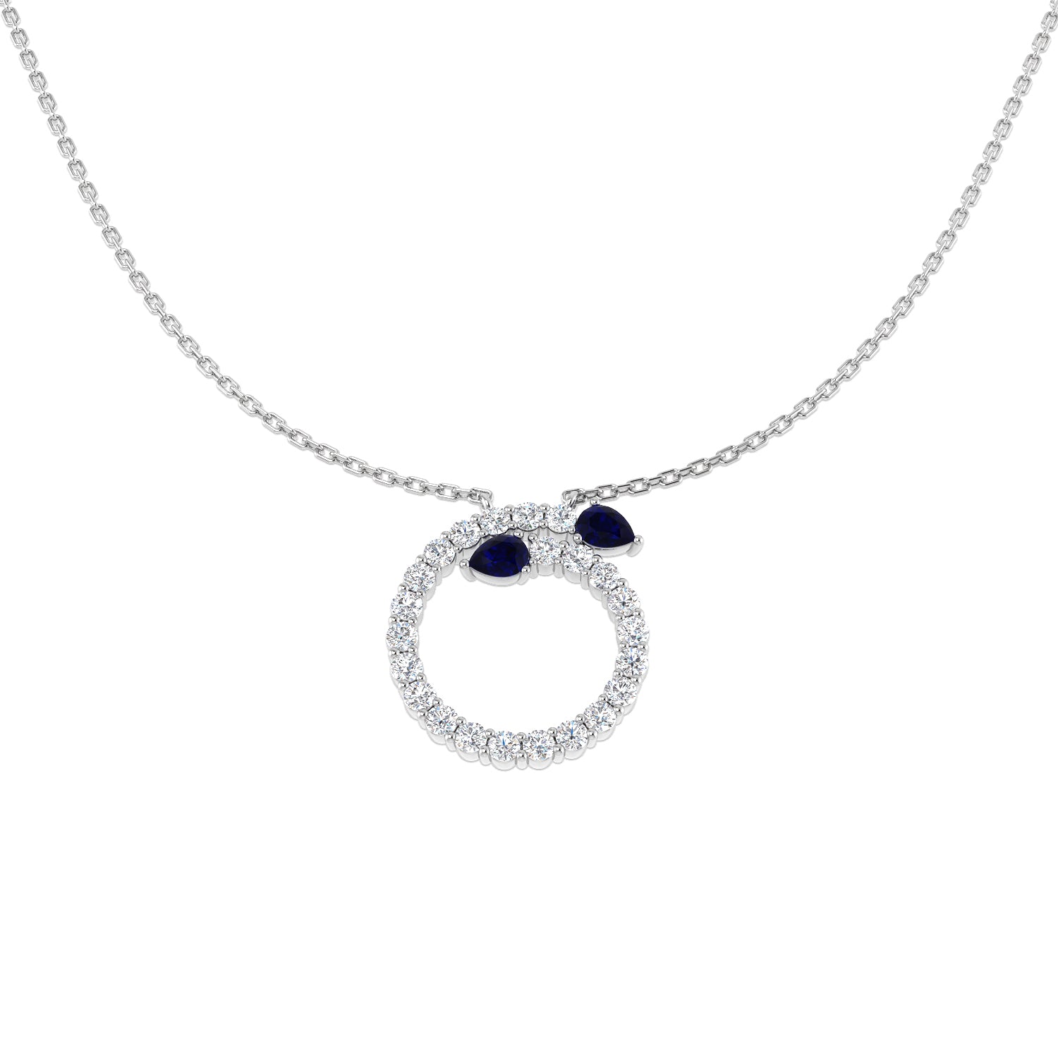 Canny Blue Sapphire Necklace 1ct Gold and Platinum