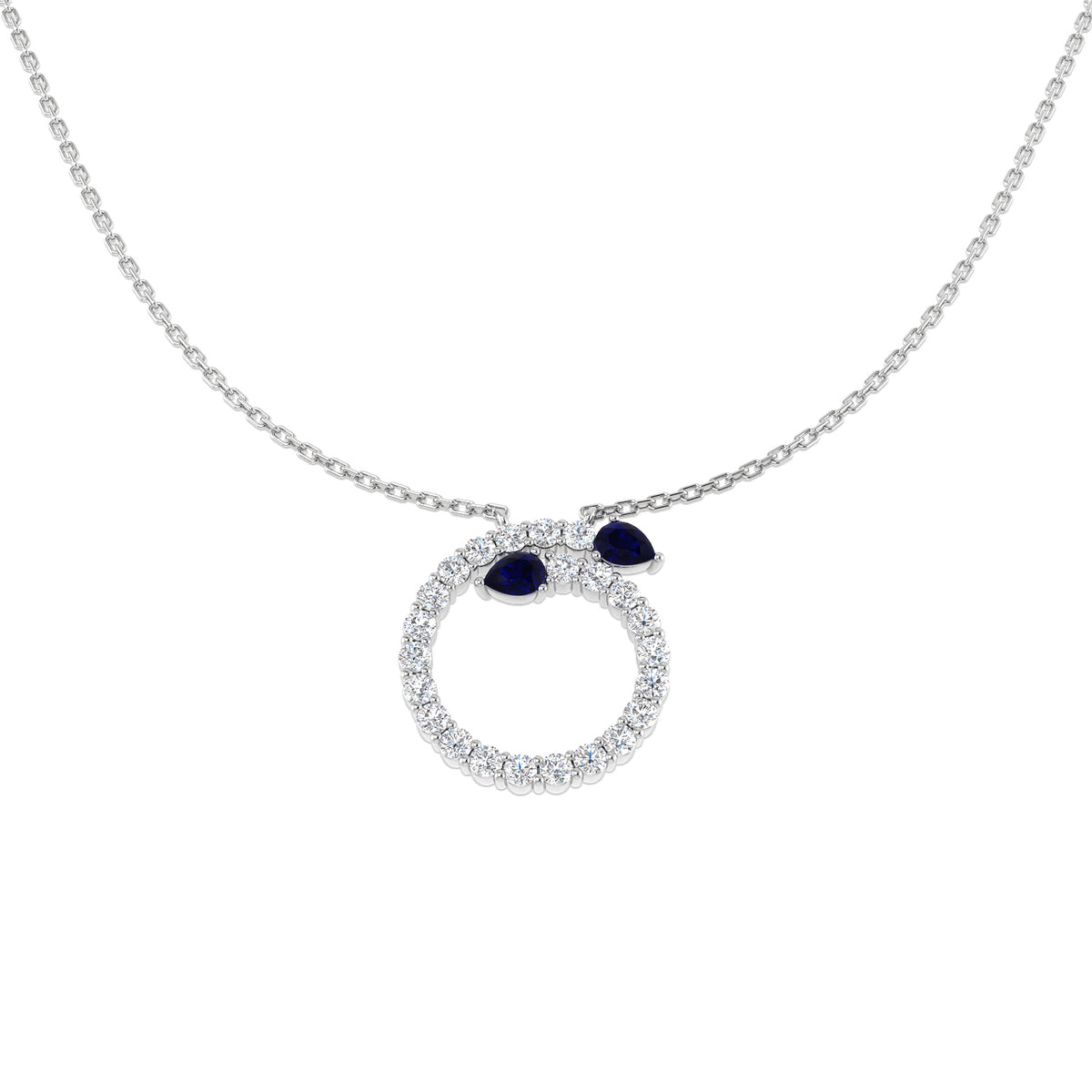 Canny Blue Sapphire Necklace 1ct Gold and Platinum