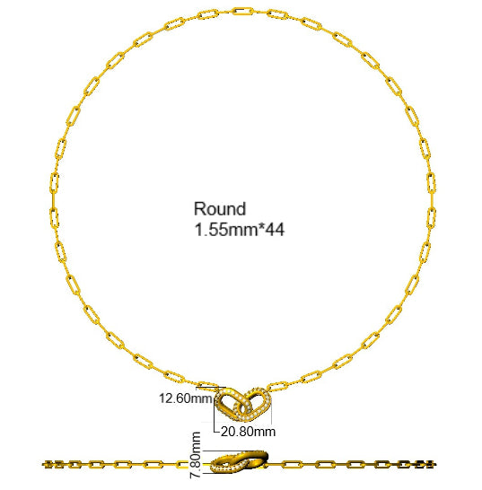 0.7 Carat D-E/VS Lab Grown Diamond Paper Clip Necklace 9k Yellow Gold Ready To Ship