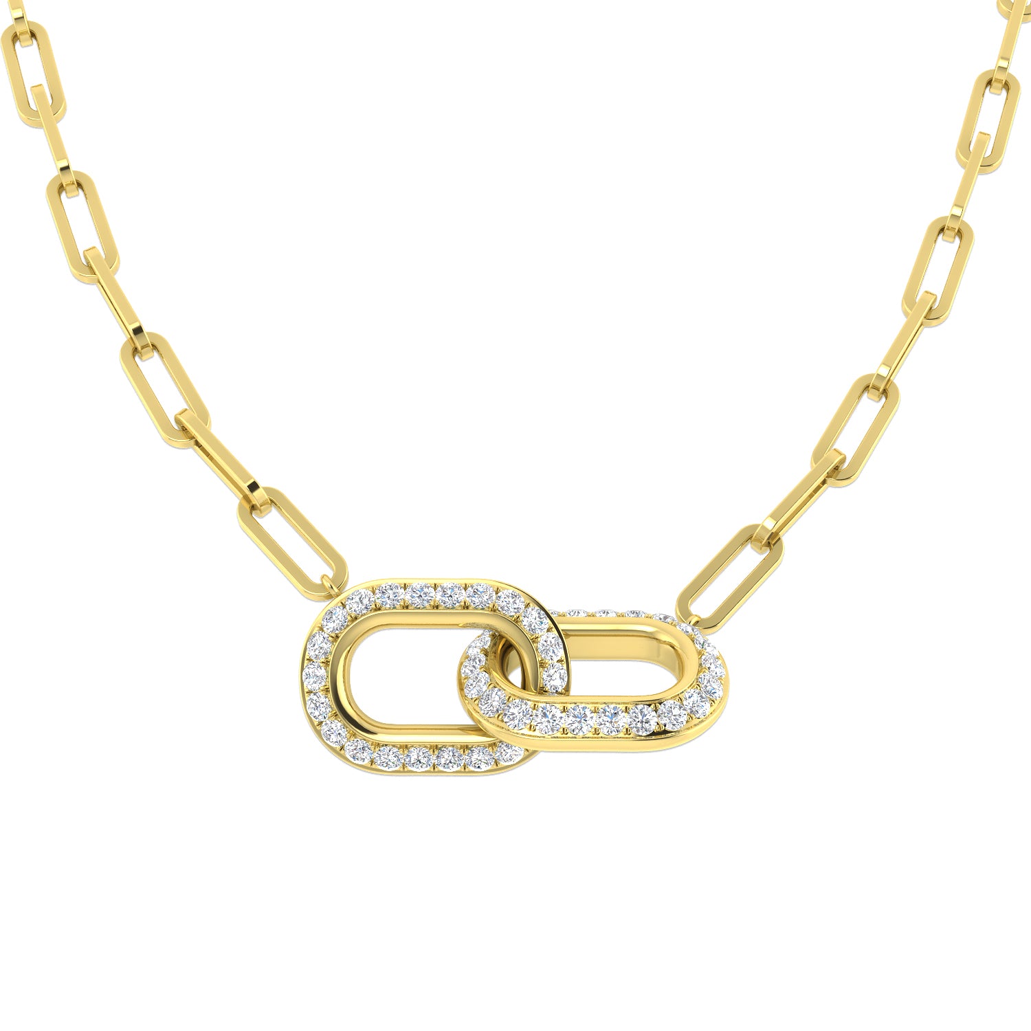 0.7 Carat D-E/VS Lab Grown Diamond Paper Clip Necklace 9k Yellow Gold Ready To Ship