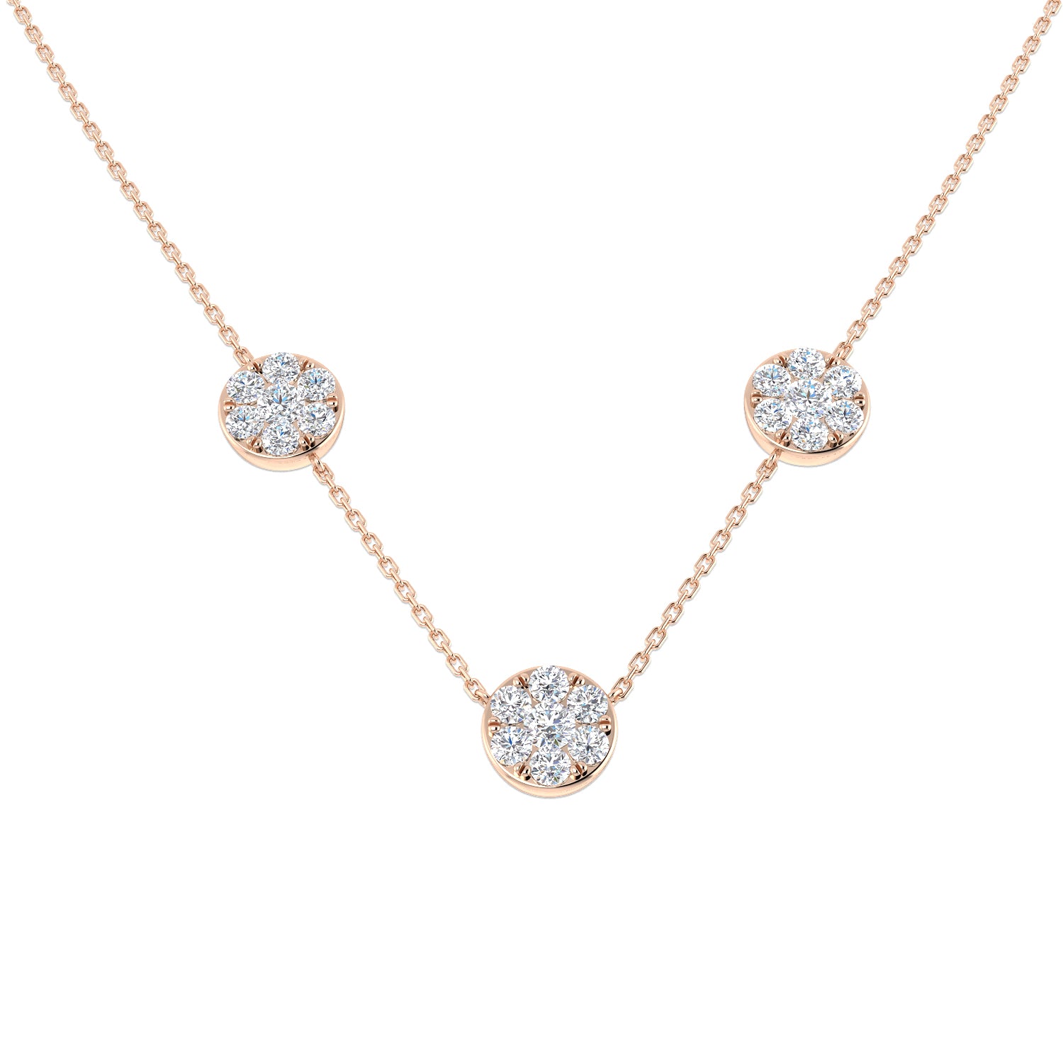 Cliff Diamond Cluster Necklace 1.75ct Gold Platinum