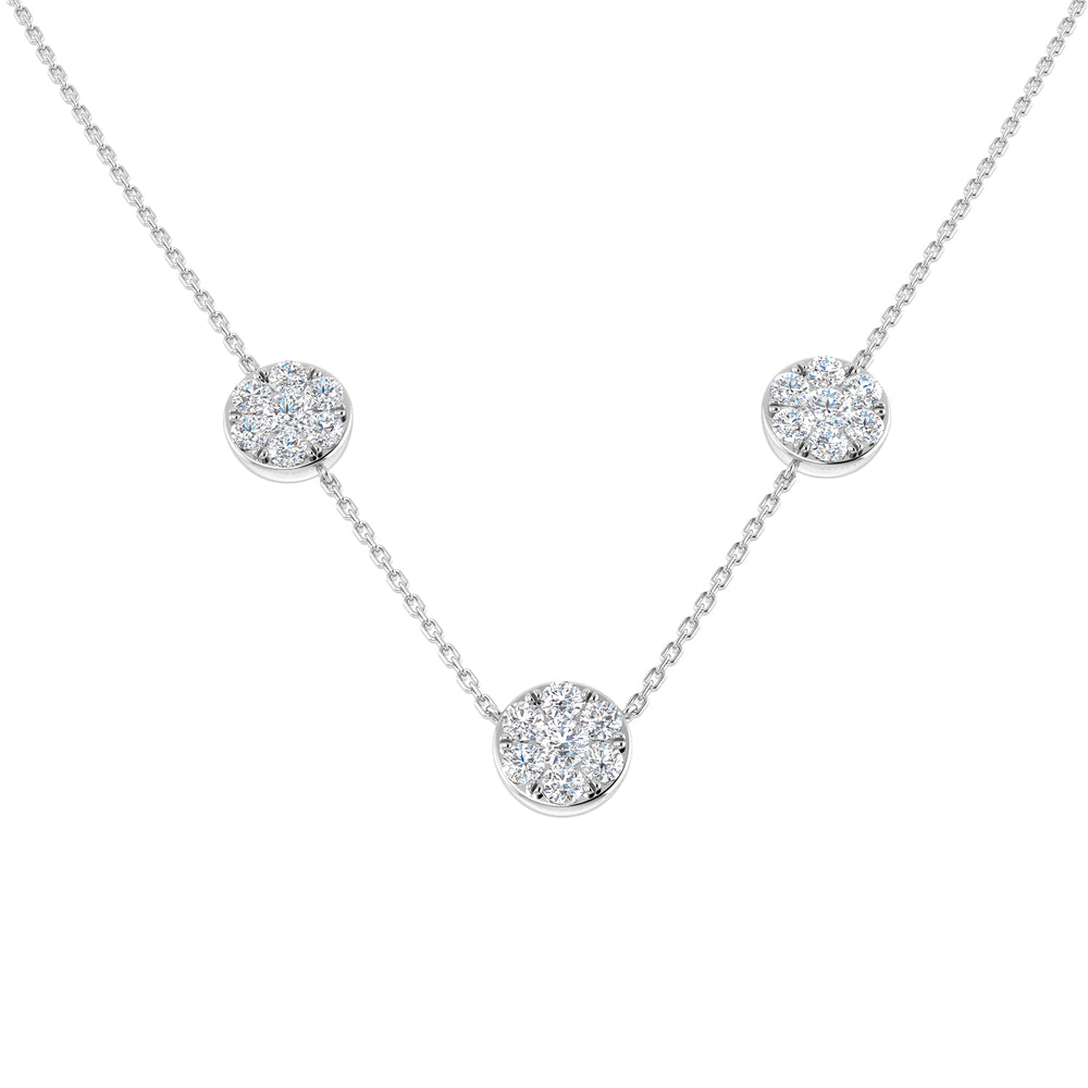 Cliff Diamond Cluster Necklace 1.75ct Gold Platinum
