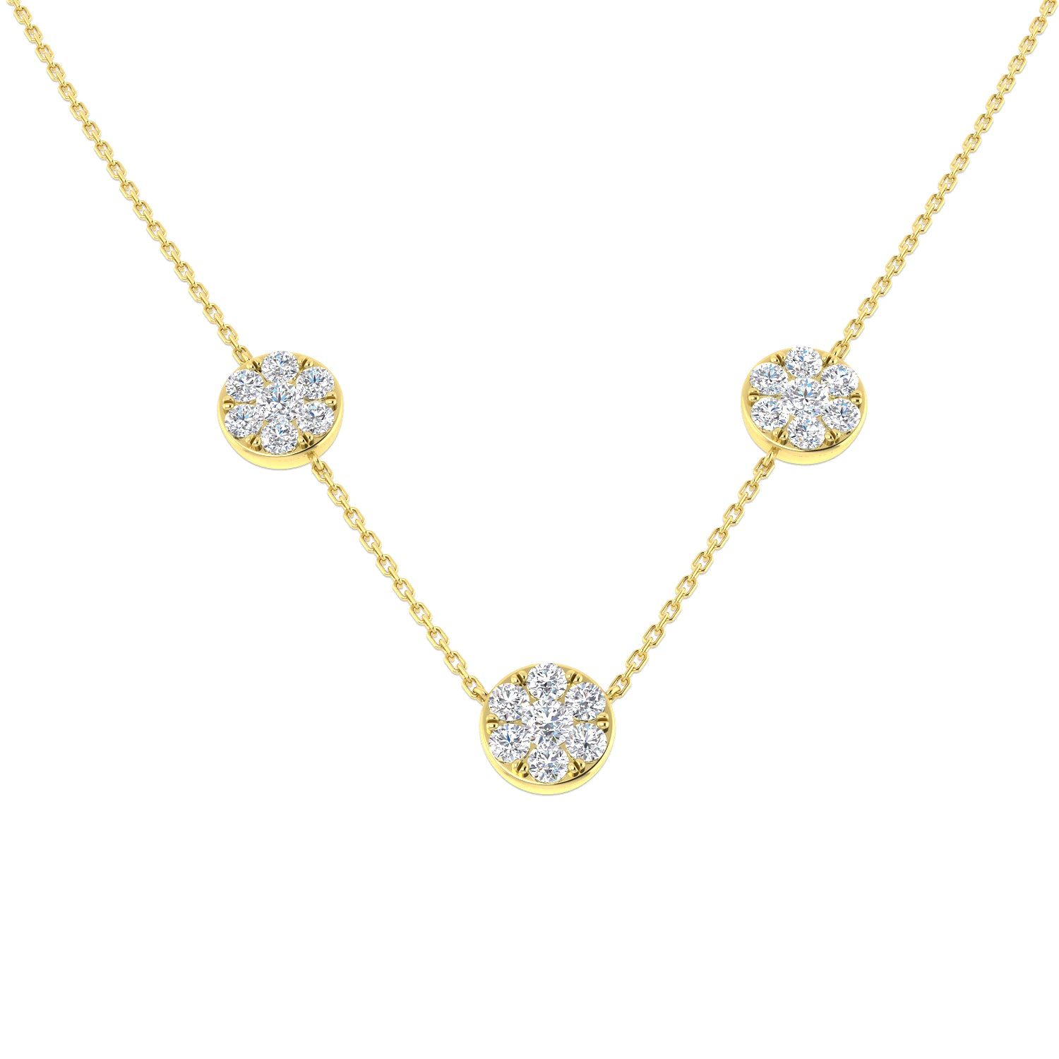 Cliff Diamond Cluster Necklace 1.75ct Gold Platinum