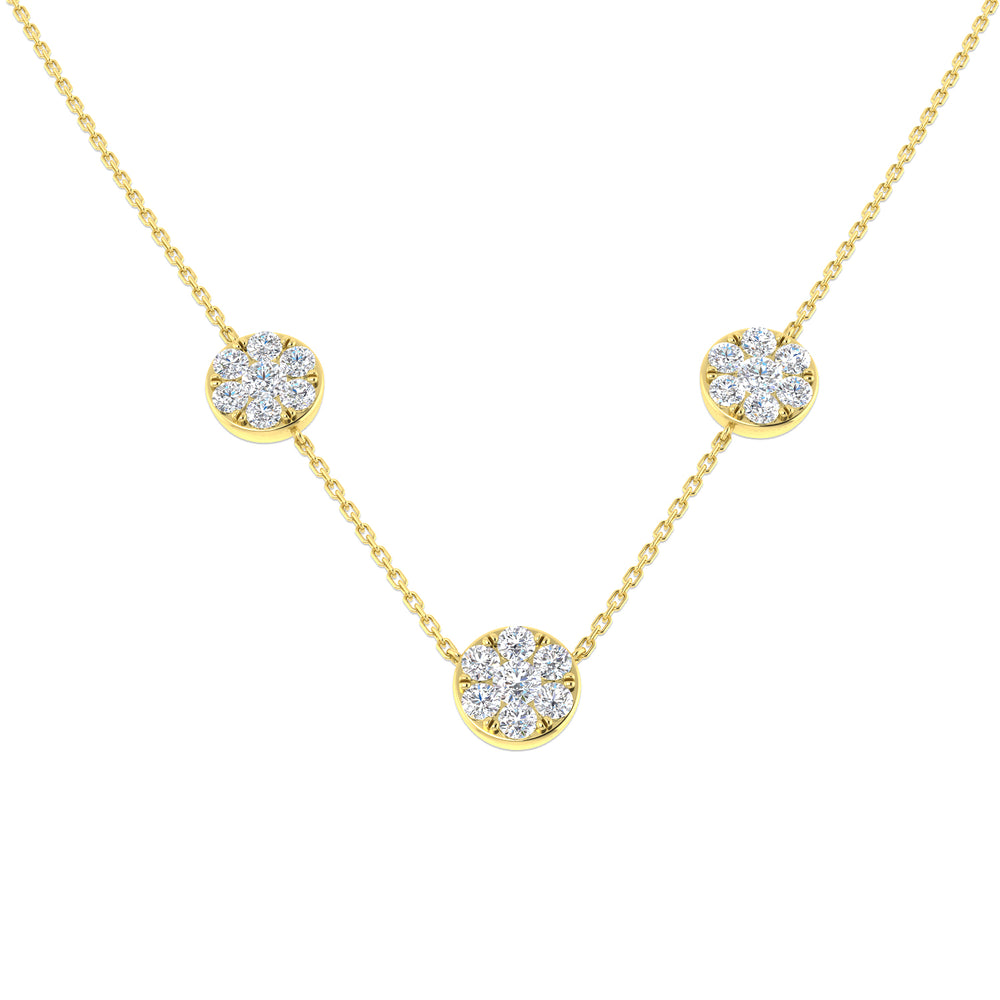 Cliff Diamond Cluster Necklace 1.75ct Gold Platinum