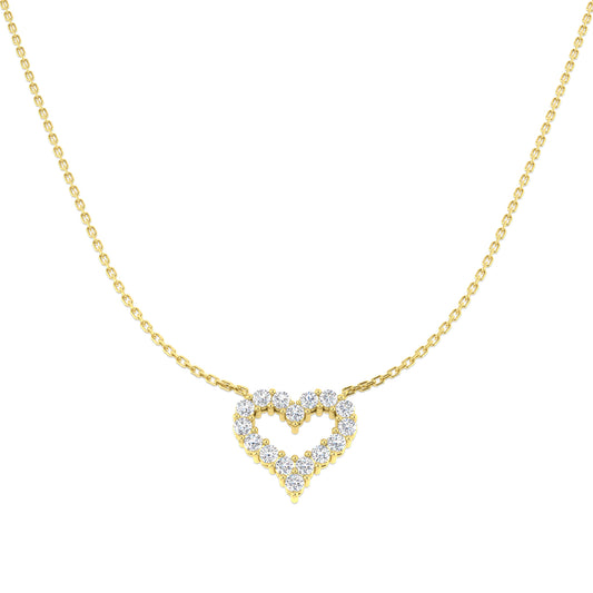 Heart Shaped Diamond Pendant Necklace in Gold | UK Hallmarked