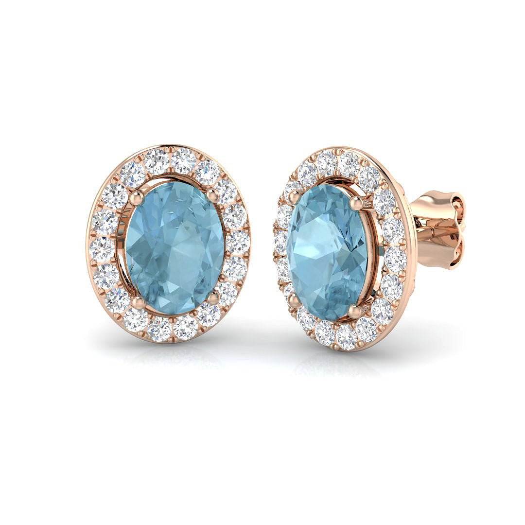 Lunyy Aquamarine Diamond Earrings in Gold - 2.5ct to 3ct Elegance