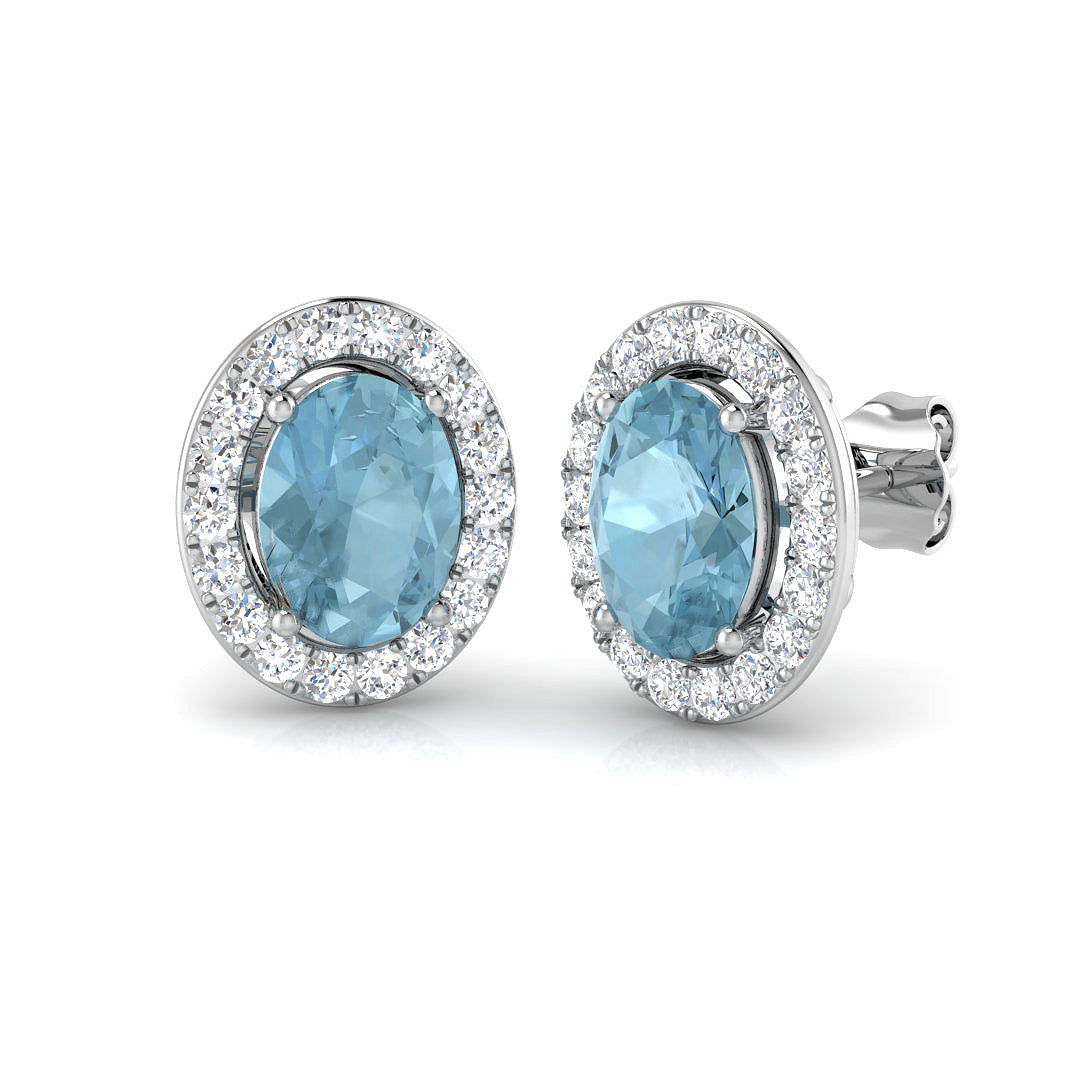 Lunyy Aquamarine Diamond Earrings in Gold - 2.5ct to 3ct Elegance
