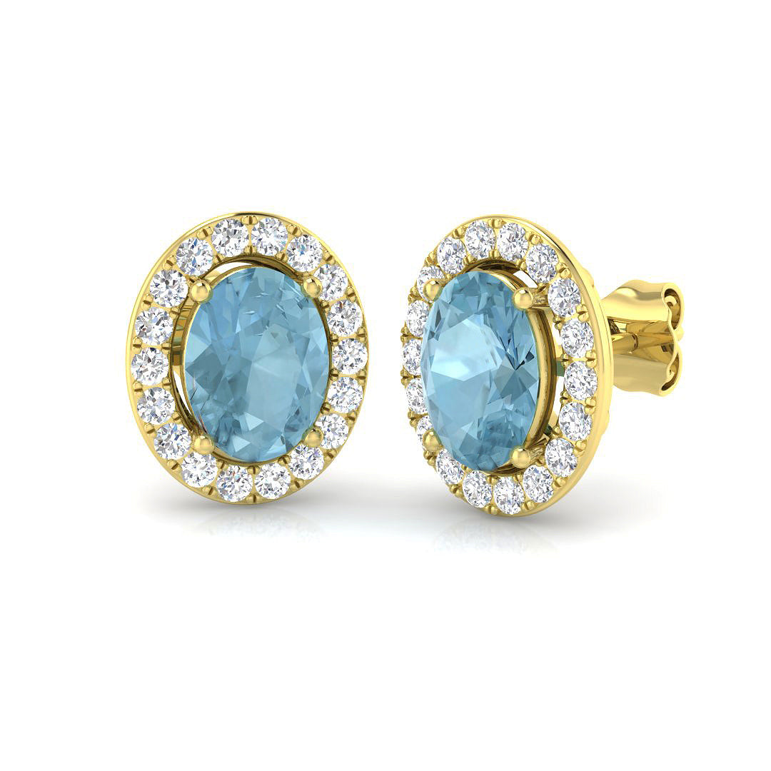 Lunyy Aquamarine Diamond Earrings in Gold - 2.5ct to 3ct Elegance