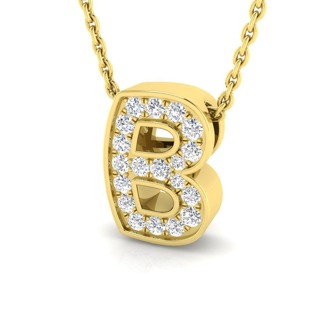 Hugo Diamond Initial Pendant 0.15ct Gold  A to Z(Without Chain )