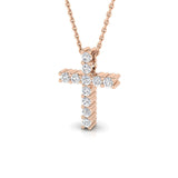 0.30ct Round Diamond Shared Prong Set Cross Necklace in Gold & Platinum