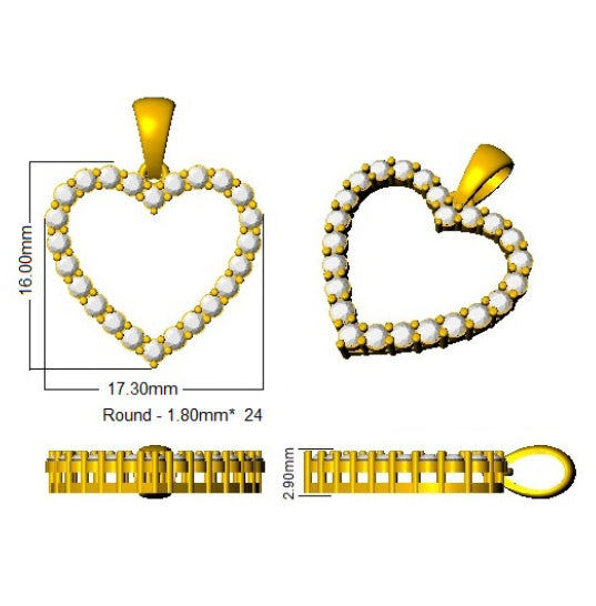 Blue Diamond Heart Pendant UK – Halo Pendant (Without Chain )