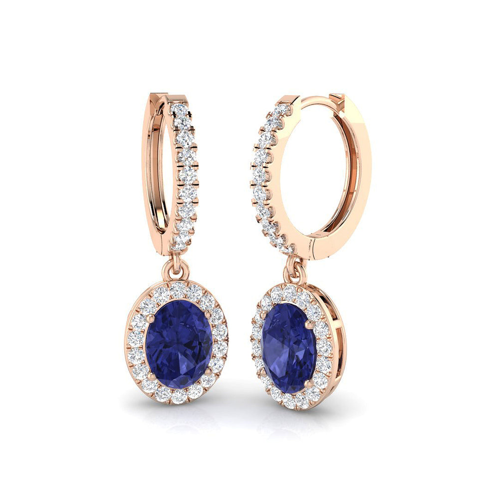 Hoop Earrings - Spiky Elegant 3ct Tanzanite Diamond Gold