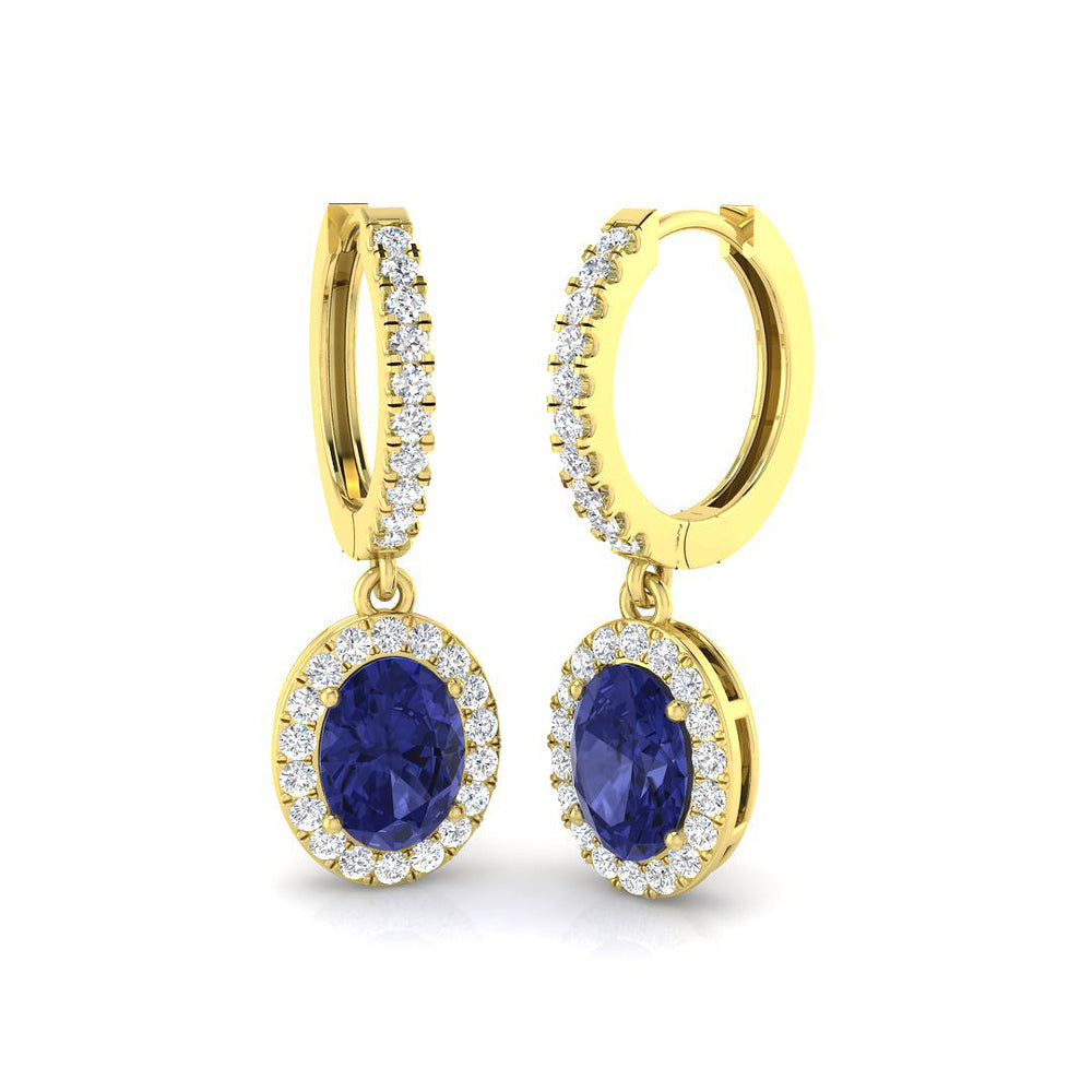 Hoop Earrings - Spiky Elegant 3ct Tanzanite Diamond Gold