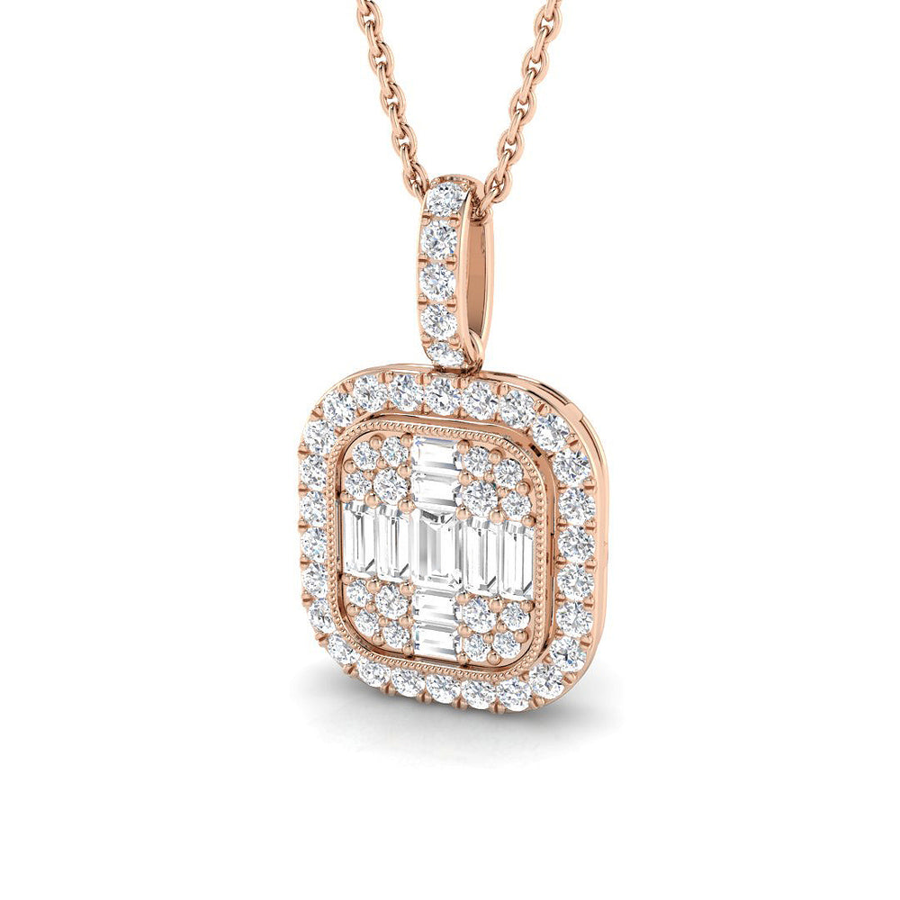 Echium Baguette Brilliant Pendant 0.75ct Gold (Without Chain )