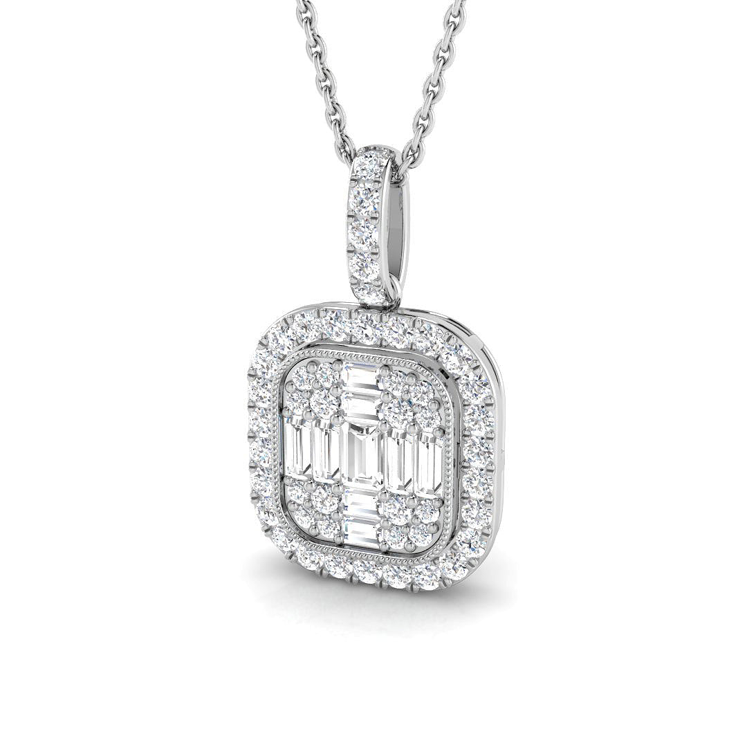 Echium Baguette Brilliant Pendant 0.75ct Gold (Without Chain )