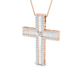 1.00ct – 3.80ct Baguette & Round Diamond Shared Prong Set Cross Necklace in 9k and 18k Gold
