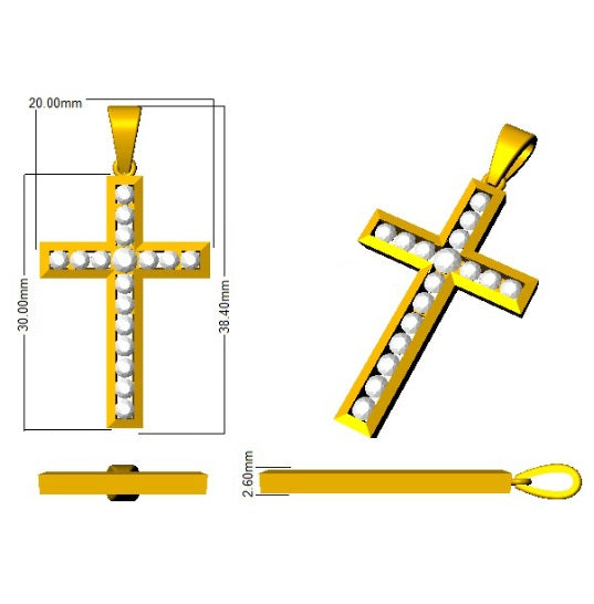 1.00ct Lab Diamond Cross Pendant With Chain