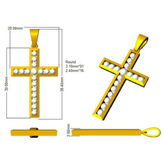 1 Carat D-E/VS Lab Grown Round Diamond Cross Pendant 9k Yellow Gold ,Ready To Ship