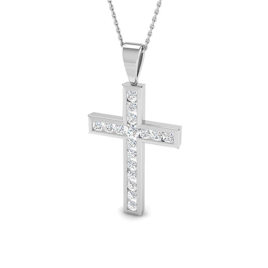 0.14ct – 0.97ct Round Diamond Channel Set Cross Necklace in Platinum