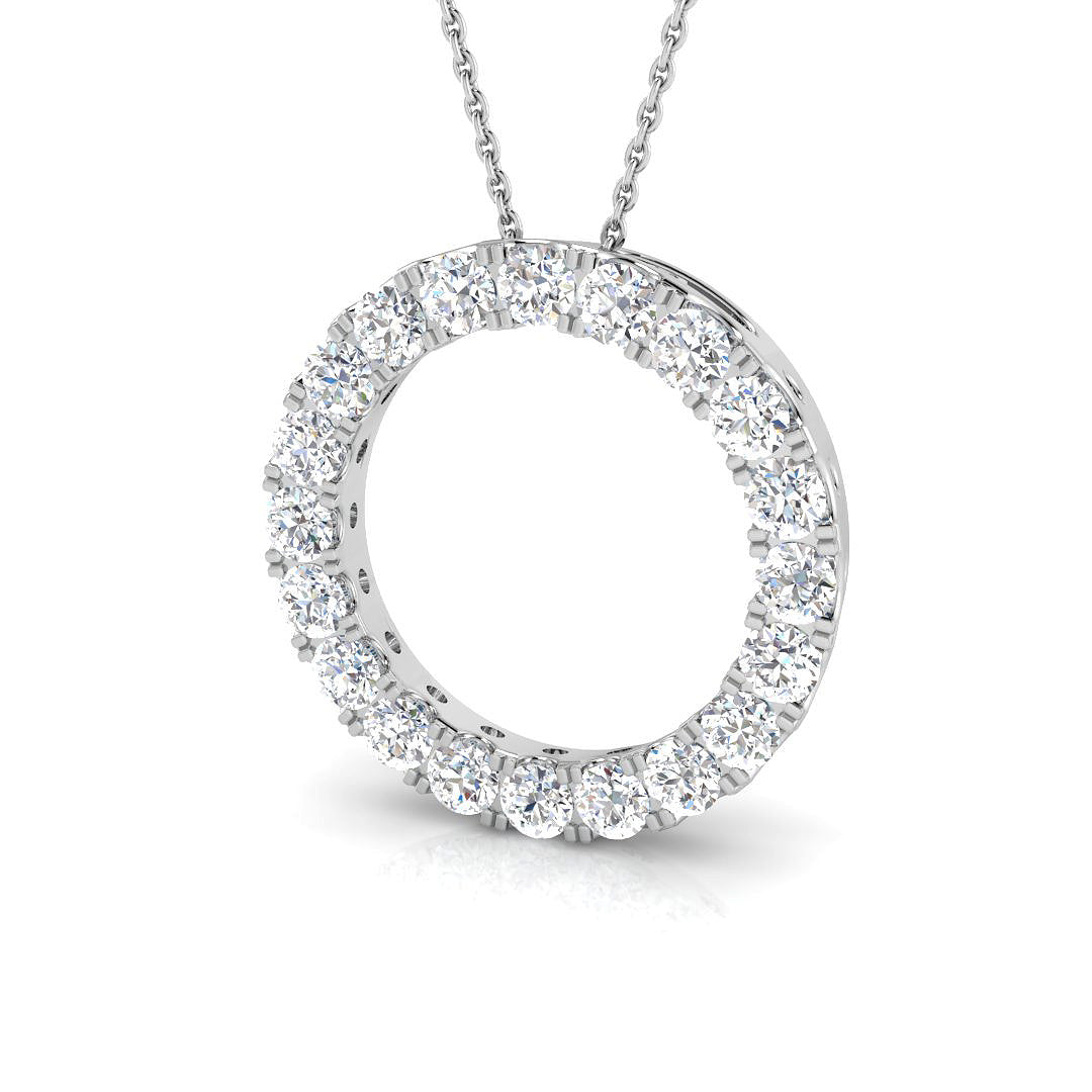 2.1 Ct D-E/VS Lab Grown Round Diamond Designer Pendant 9k White Gold Ready To Ship