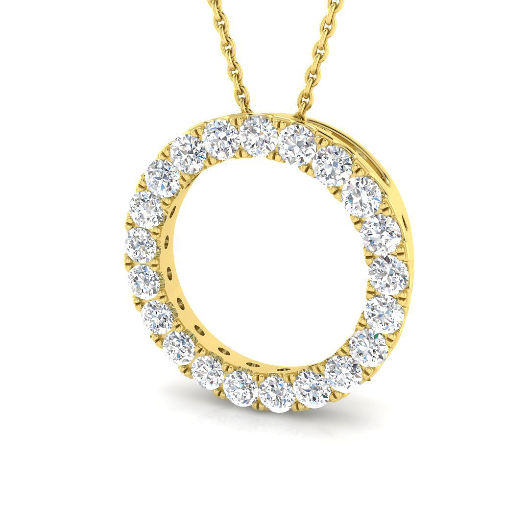 1 Ct D-E/VS Lab Grown Round Diamond Designer Pendant 9k Yellow Gold Ready To Ship