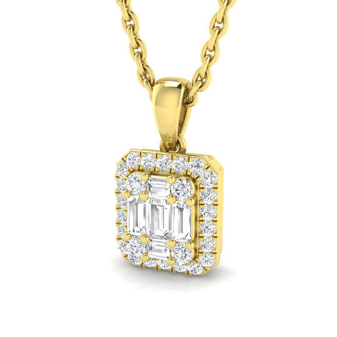Nepeta Baguette Brilliant Pendant 0.2ct to 0.75ct Gold (Without Chain )