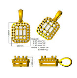Baguette Brilliant Pendant 0.2ct to 0.75ct Gold (Without Chain )