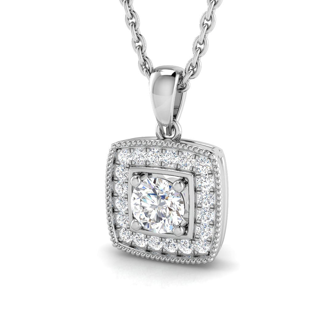 Lexi Halo Pendant Diamond Necklace 0.15ct Gold (Without Chain )