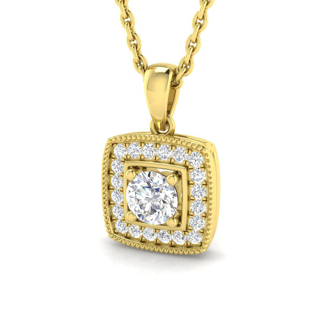 Lexi Halo Pendant Diamond Necklace 0.15ct Gold (Without Chain )