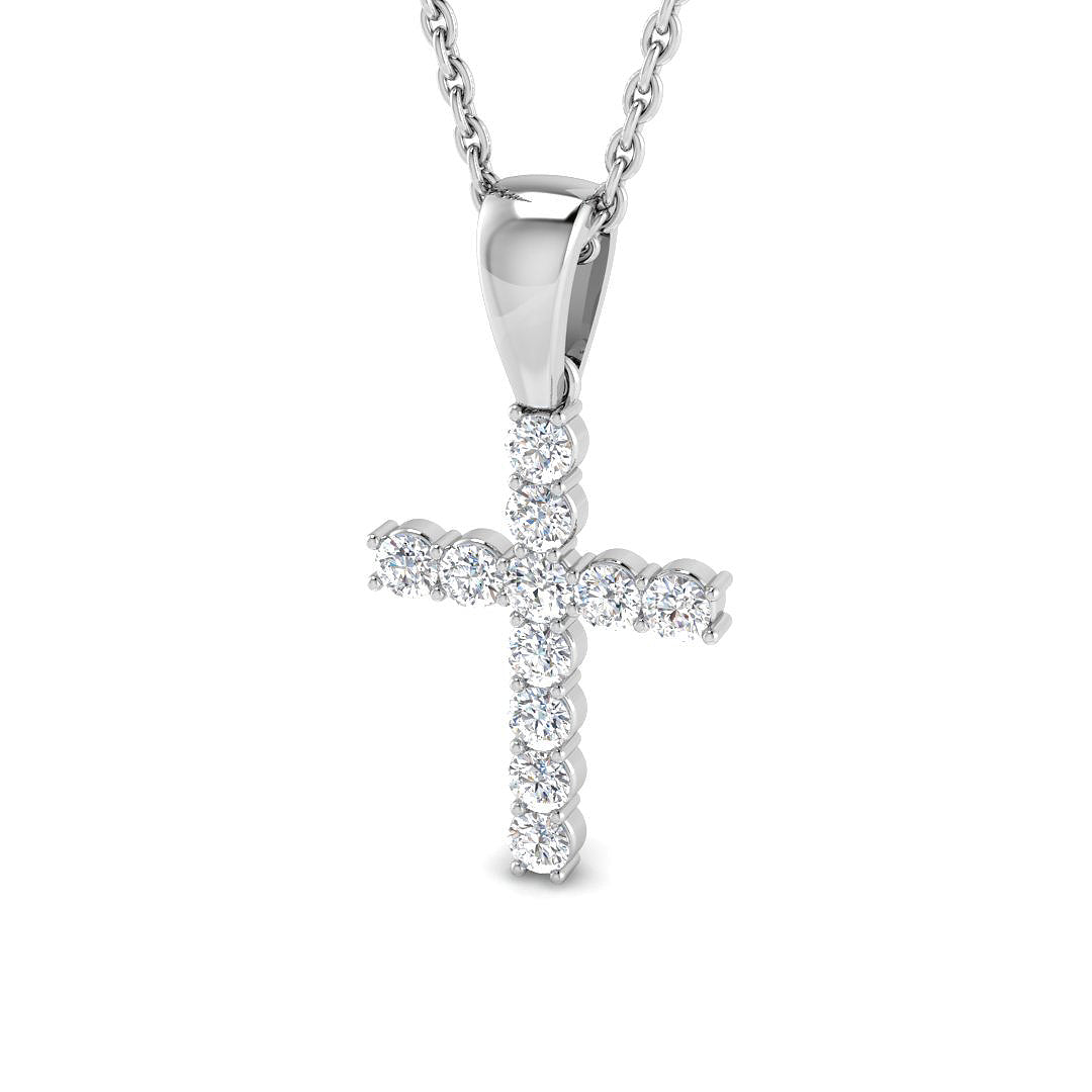0.3 Carat D-E/VS Lab Grown Round Diamond Cross Pendant 9k White Gold | Ready To Ship