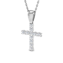 0.3 Carat D-E/VS Lab Grown Round Diamond Cross Pendant 9k White Gold | Ready To Ship
