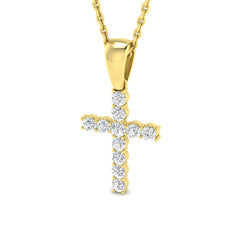 9ct Yellow Gold 0.25ct Lab Grown Diamond Cross Pendant