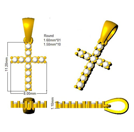 0.15ct – 5.50ct Round Diamond Prong Set Cross Pendant in Platinum