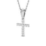 Brilliant 0.15Ct Diamond Cross Pendant In 9K, 18K (White, Yellow, Rose Gold) With Complimentary Silver
