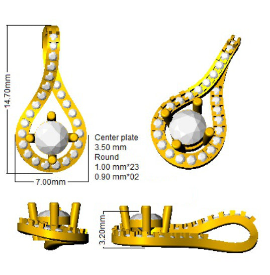 Lab Grown Diamond Drop Pendant 4 Claw Set Without Chain