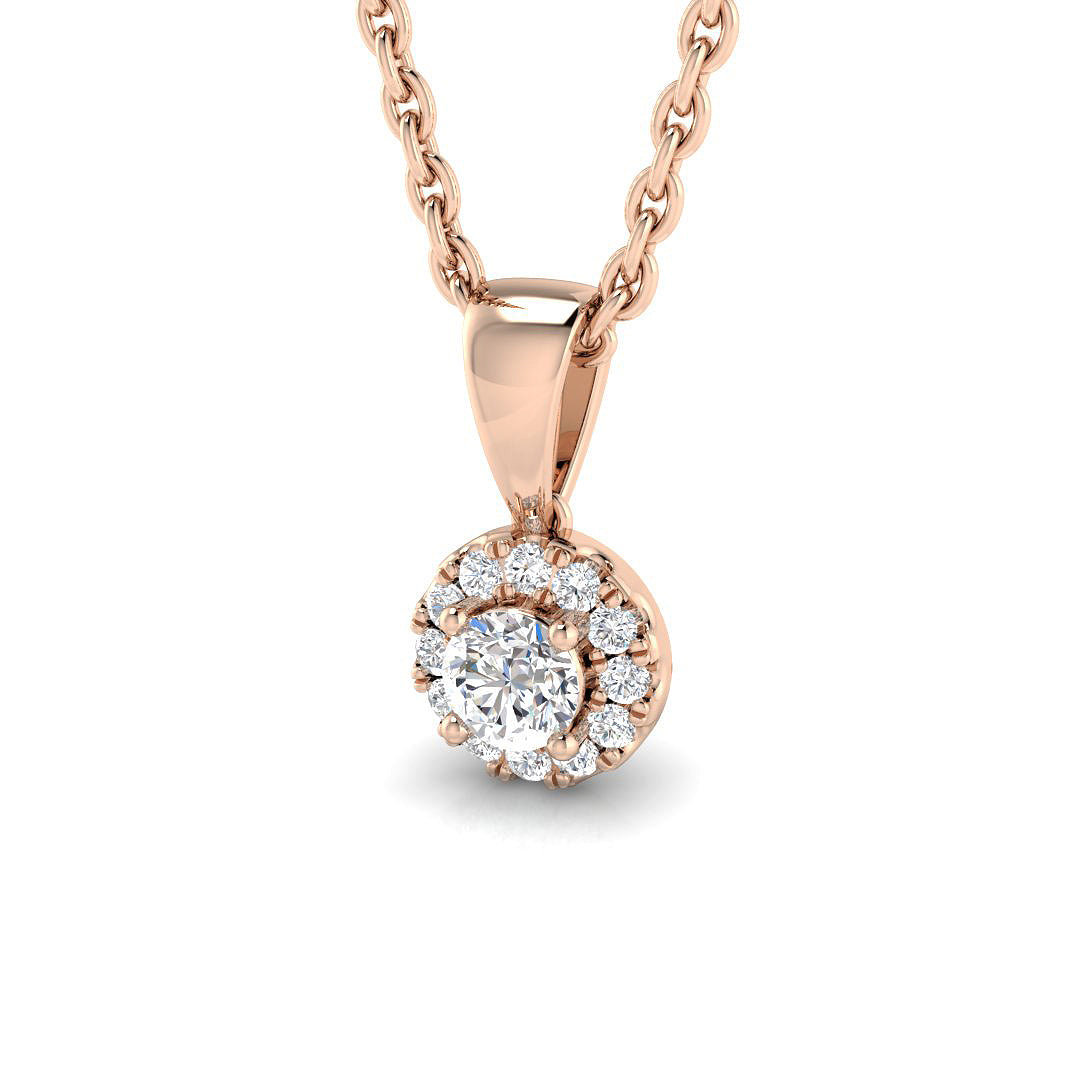 Lilac Halo Pendant 0.1ct to 1ct Diamond  Gold (Without Chain )
