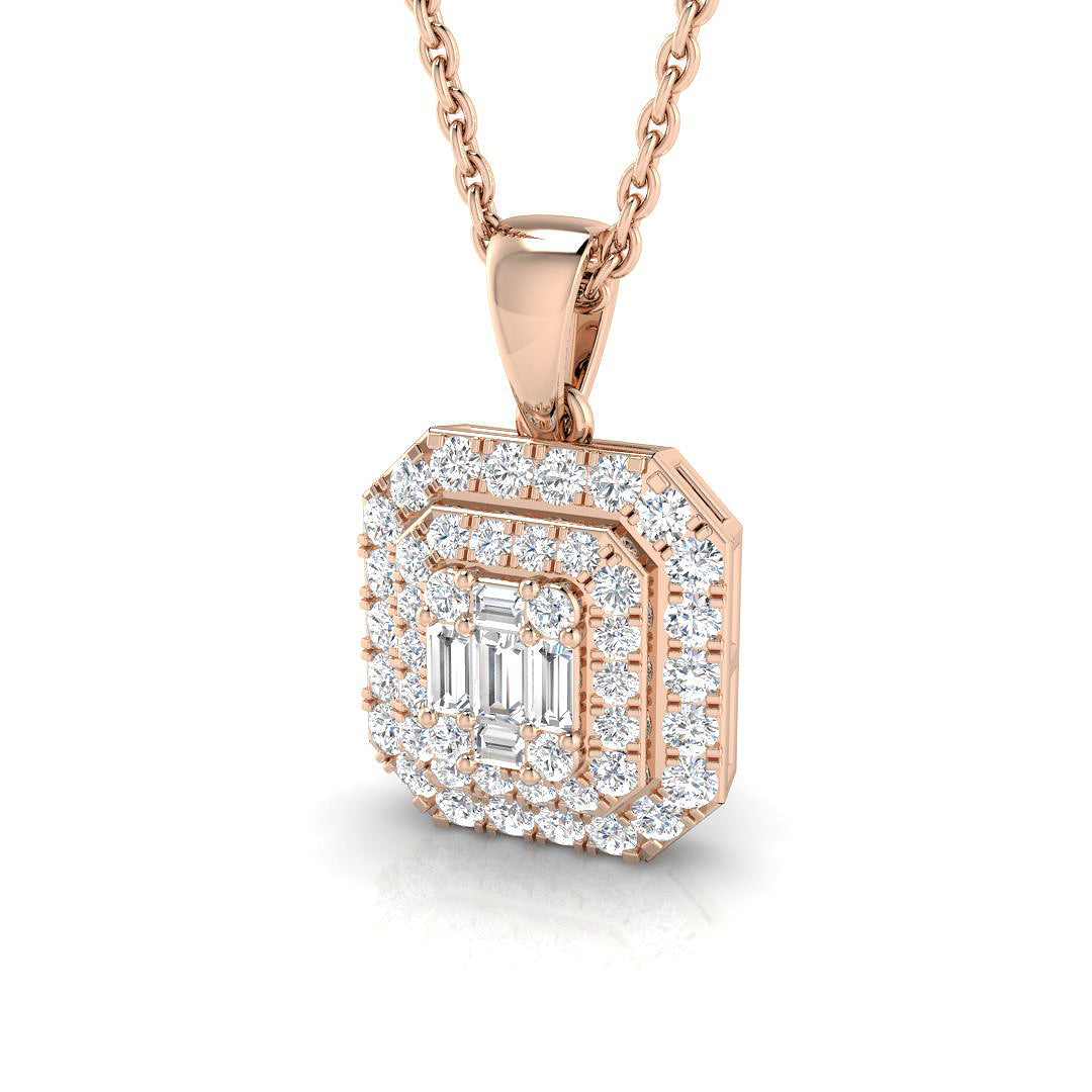 Oxalis Diamond Baguette & Brilliant Pendant 0.33ct Gold (Without Chain )